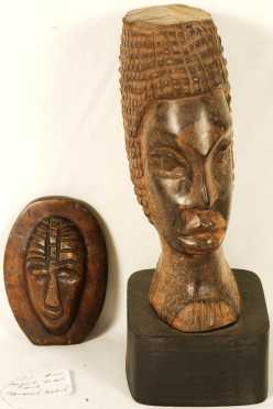 African Carved wooden Head,