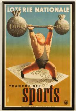 Loterie Nationale des Sports, Poster by Derouet and Lasacq, 1939, lithograph