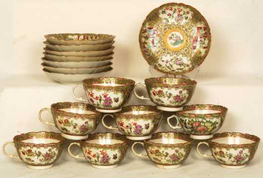 Rose Medallion Cups and Saucers