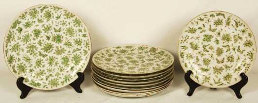 Green Bird and Butterfly Plates,