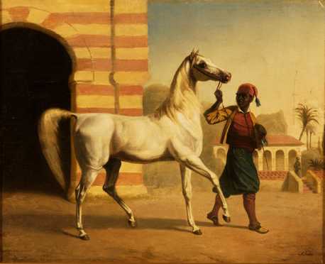 Portrait of Bairactar, oil on canvas of the White Stallion 