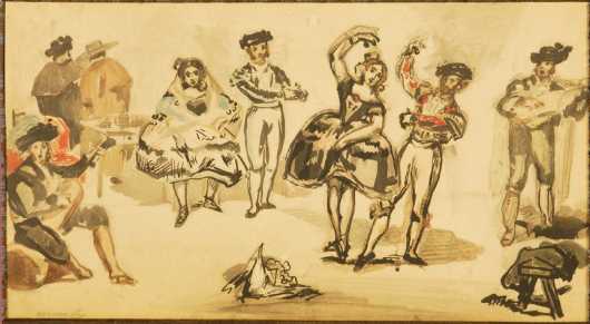 After Edouard Manet, framed reproduction print  "Le Ballet Espagnol"