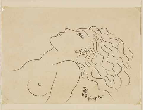Leonard Tsuguhary Foujita, ink on paper of a supine nude