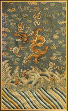 Chinese Needlework of a Dragon in the Sky