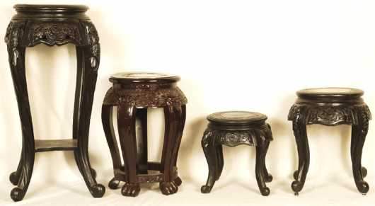 Four Chinese Carved tables