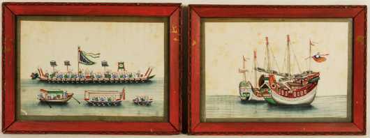 Pair of Chinese Pith Paintings on silk 