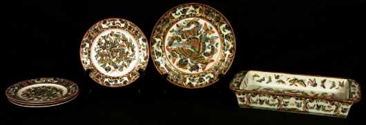 Lot of Six Pieces Chinese Export Butterfly Pattern