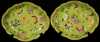 Pair of Oval Form Green Butterfly and Floral Dishes