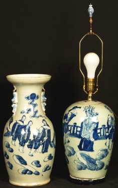 Two Chinese Blue and White Figural Jars