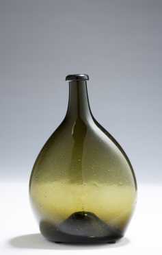 Early 19th Century Green Chestnut Blown Bottle.