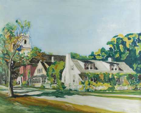 Roy W. Johnson,  oil on canvas of Jaffrey Center, NH.
