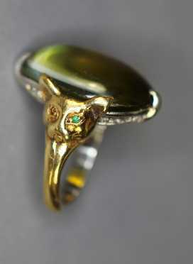 Platinum, Yellow Gold and Stone Ring