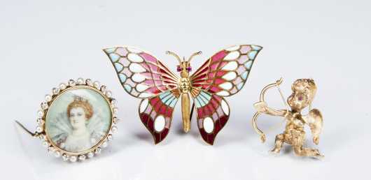 Yellow Gold and Gem Stone Figural Pins