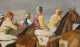 School of Alfred James Munnings, oil on canvas painting of Race Horse and Jockeys
