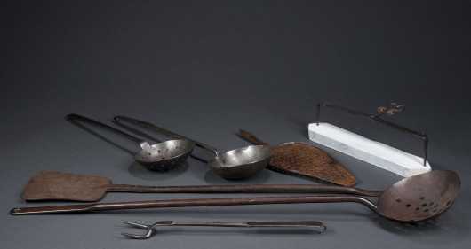 Seven Wrought Iron Cooking Utensils of the 18th/19th Century