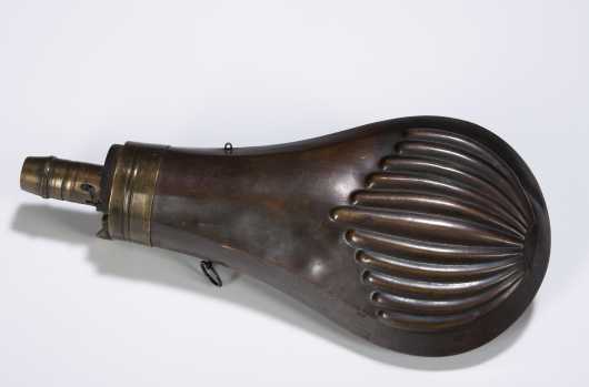 19th Century Copper and Brass Powder Flask