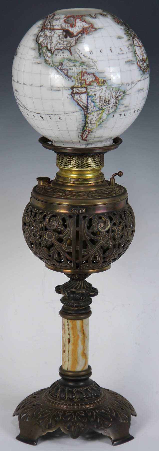 World Globe Shade Bradley Hubbard Oil Lamp