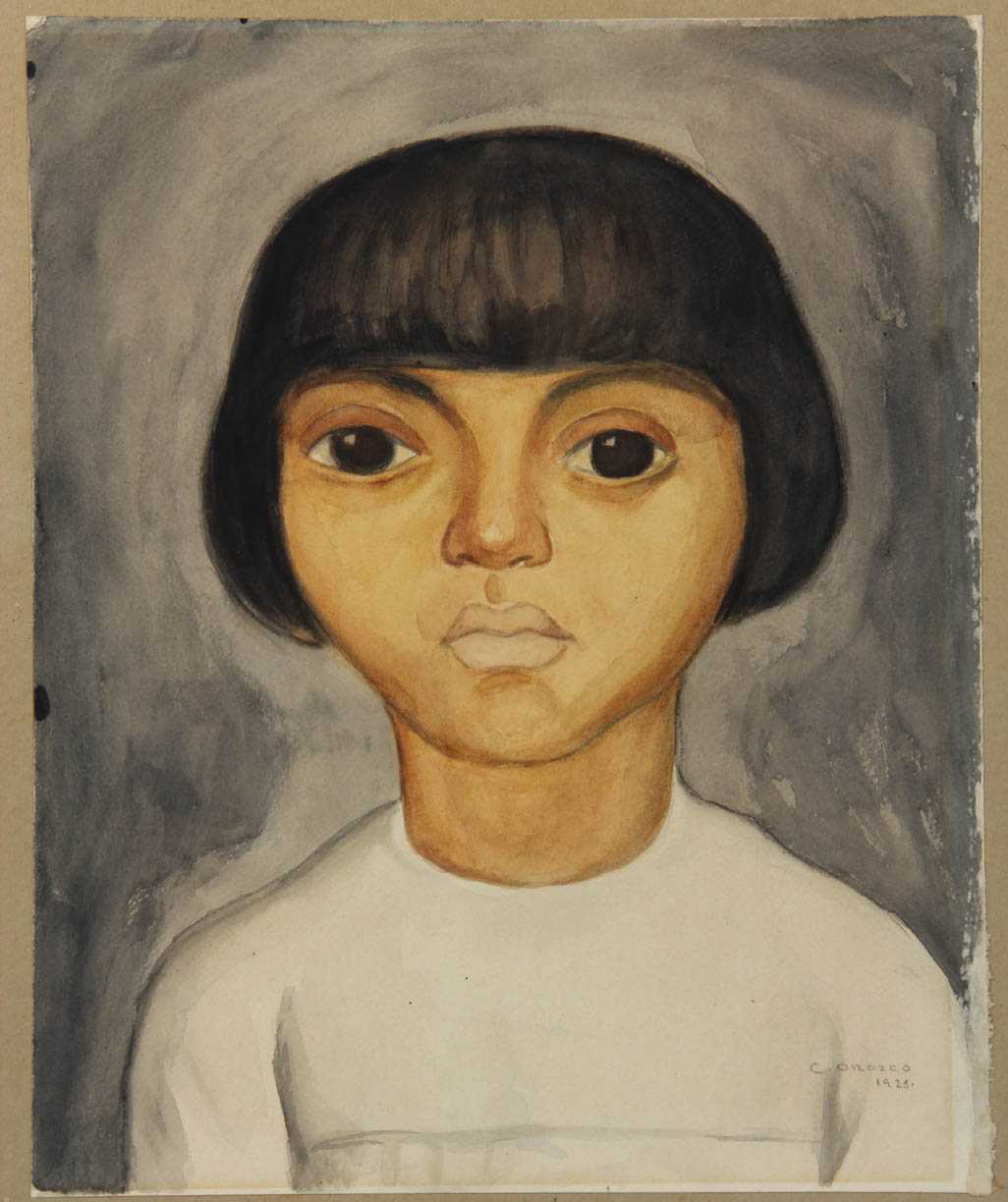 Charles <b>Orozco Romero</b>, attributed, watercolor on paper of a young girl - a18_lot73_0-max