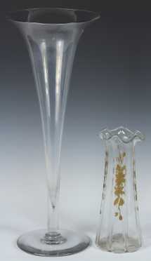 Two Clear Glass Vases