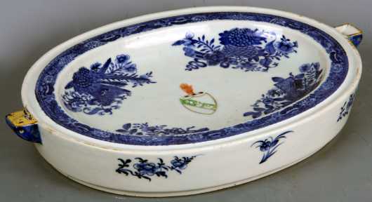 Chinese Porcelain Hot Water Platter, 19th century Export