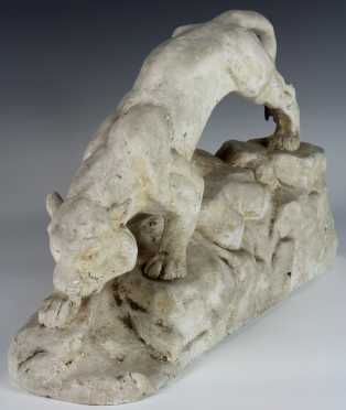 Antoine-Louis Barye plaster casting of a Panther