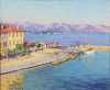 Paul Place-Canton,  oil on panel painting of a Mediterranean port