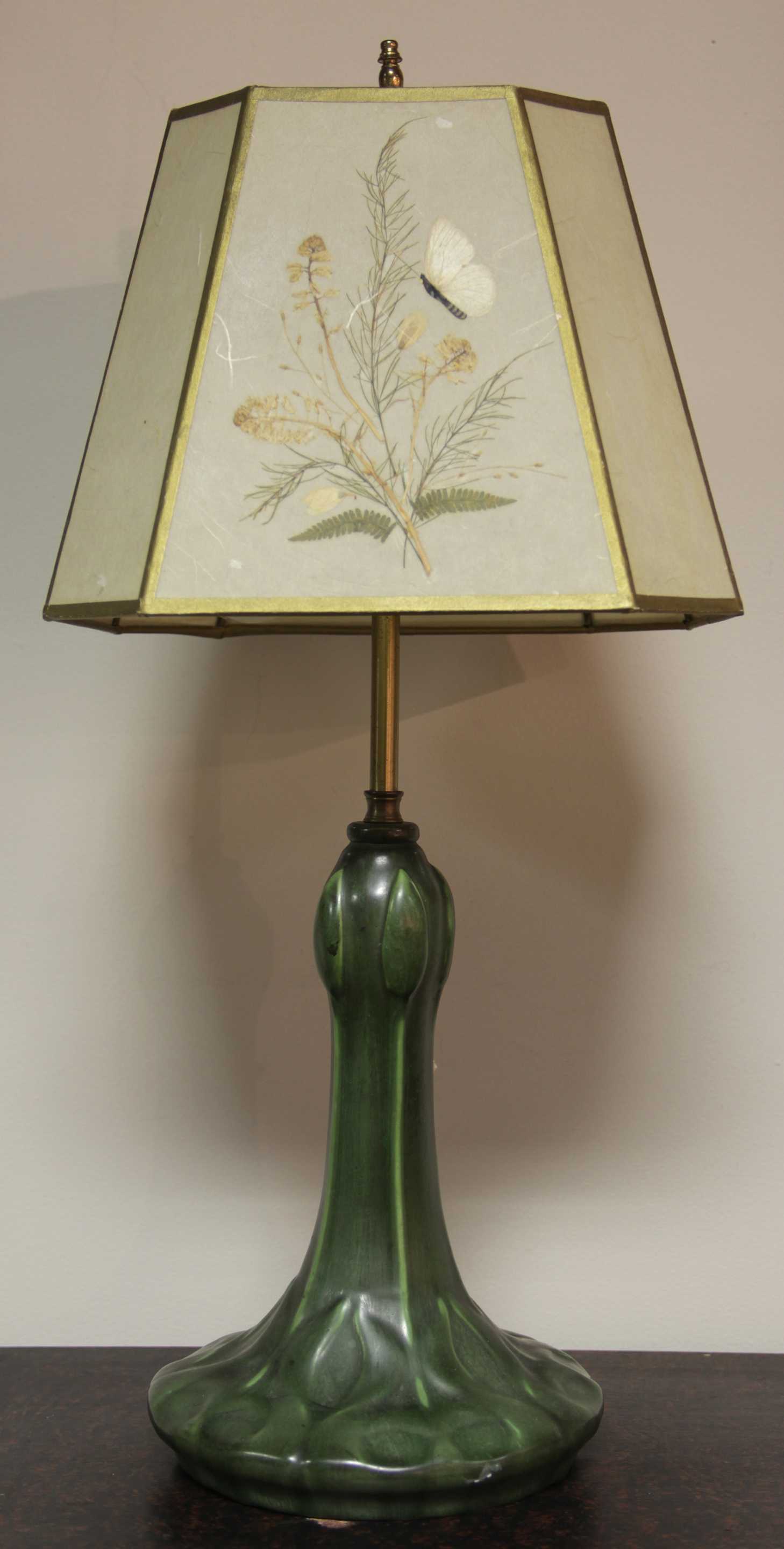N H Pottery Lamp With Dried Flower Shade