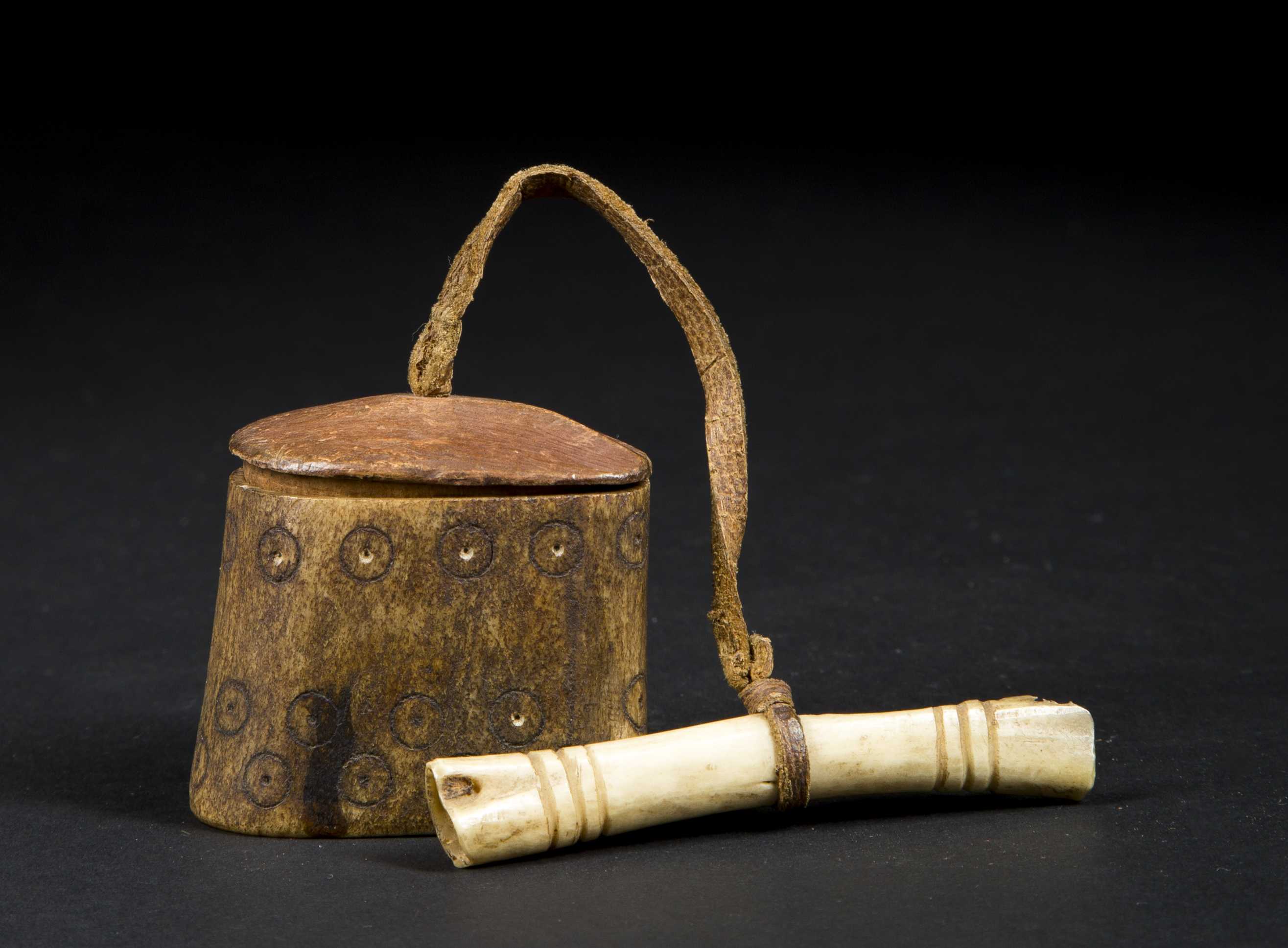 A Fine Inuit Snuff box and sniffing tube