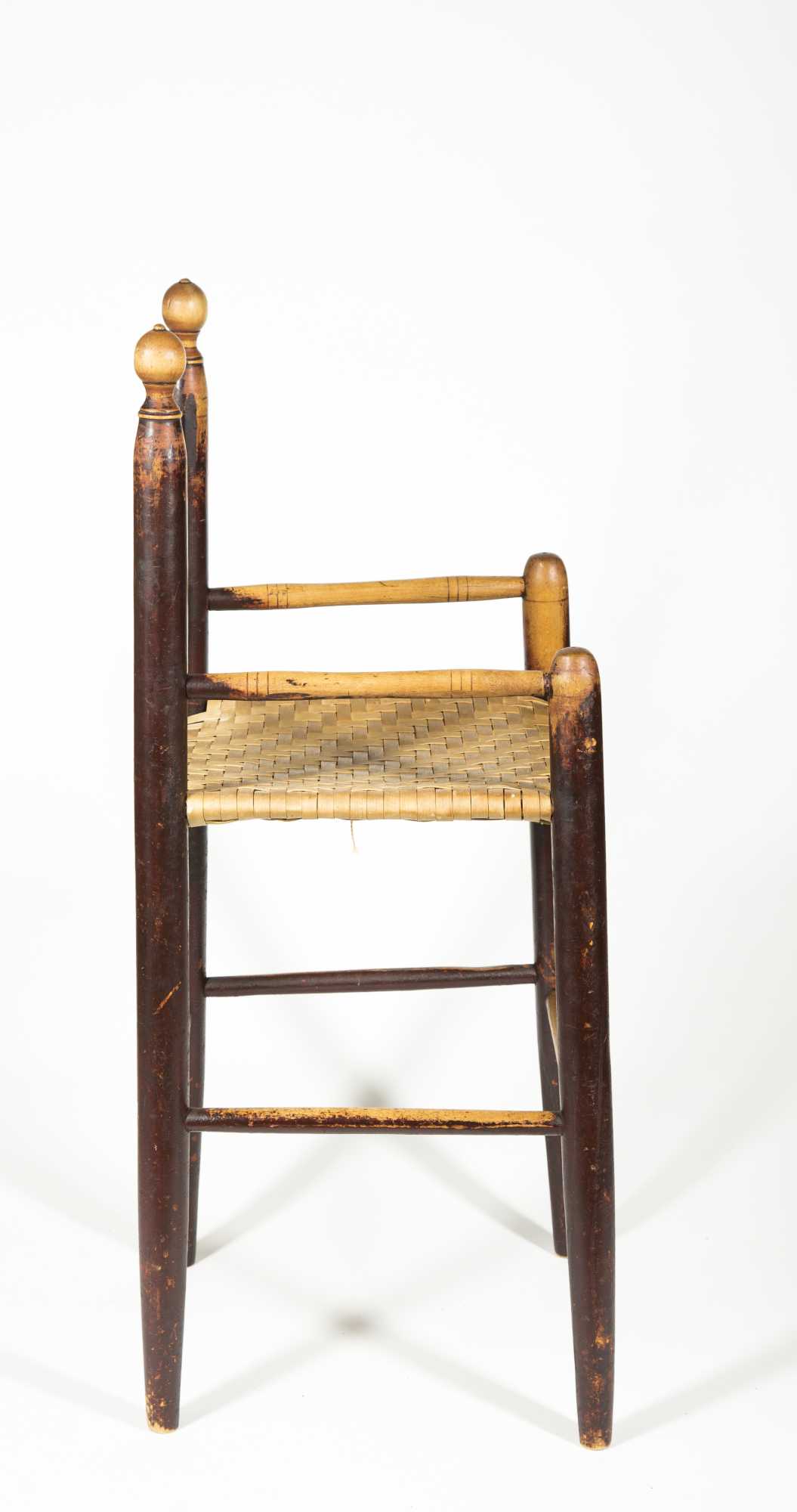 Childs High Chair In The Old Red Paint 19thc