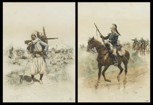 Two Jean Baptiste Edovard Detaille Lithographs