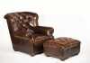 Leather Lounge Chair and Ottoman, Made by "Restoration Hardware"