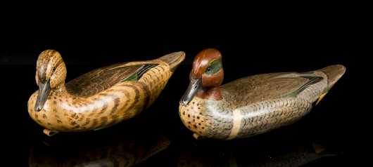 Green Winged Teal Drake and a Green Winged Hen by Manfred. K. Scheel