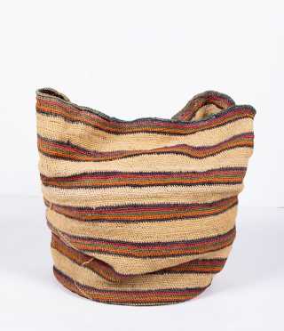 round basket weave bag