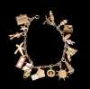 Yellow Gold Charm Bracelet with Eighteen Charms
