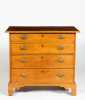 New Hampshire Curly Maple Chippendale Four Drawer Chest