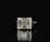 Three Stone Emerald Cut Period Art Deco Platinum Ring