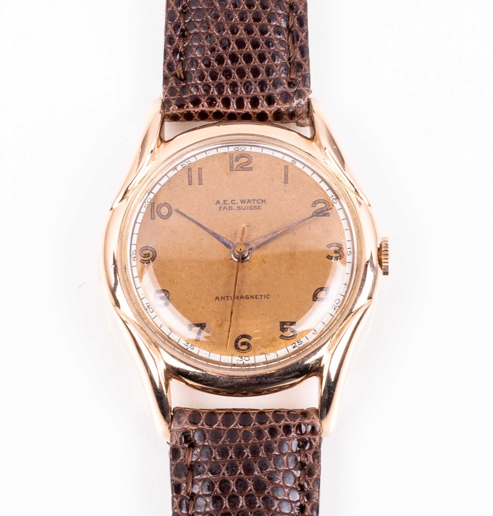 Mens 18K Rose Gold Wrist Watch