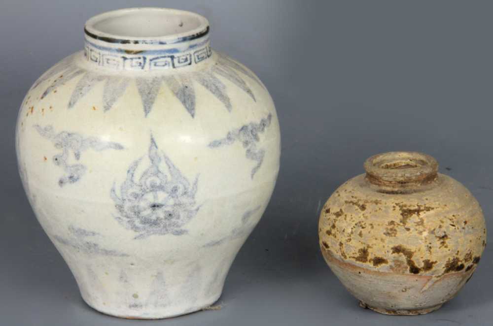 Chinese Blue And White Vase And A Tang Dynasty Jar